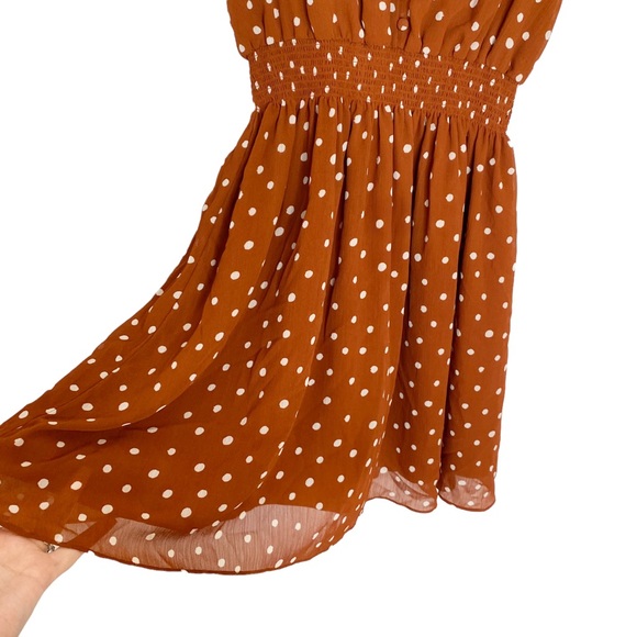 NWT Madewell Smocked Waist Mini Dress Inkspot Dots Brown Polka Dot Pinup Small - Picture 11 of 16